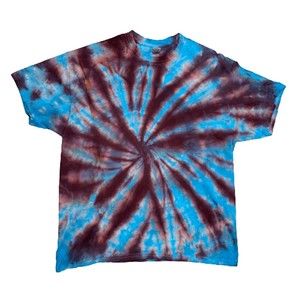 Tie Dyed T Shirt Burgundy and Light Blue